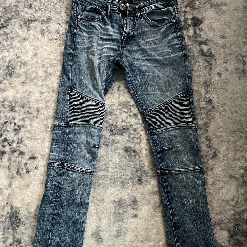 Vintage Buckle skinny biker jeans